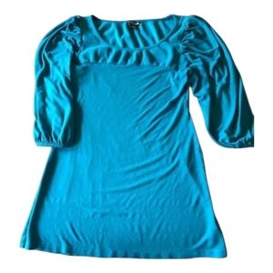 Guess top women’s size medium turquoise aqua long shirt good coverage modest